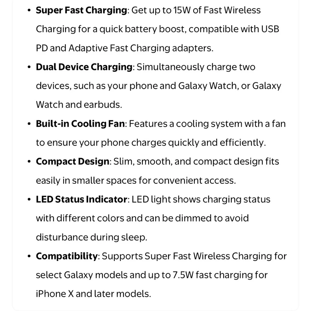 Samsung Super Fast 15W Wireless Fast Charger - NIB!!